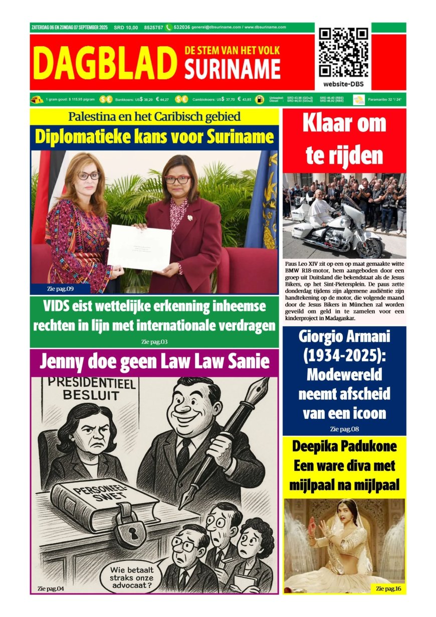 Dagblad Suriname, zaterdag 6 september 2025