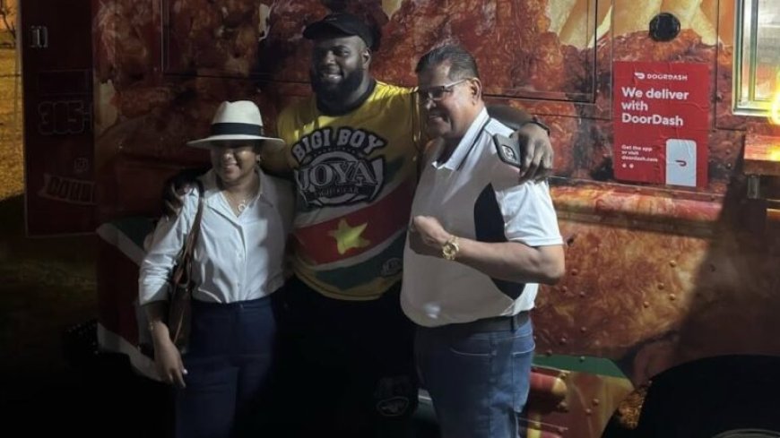 Santokhi en gezin bezoeken foodtruck van ‘Bigi Boy’ in Miami