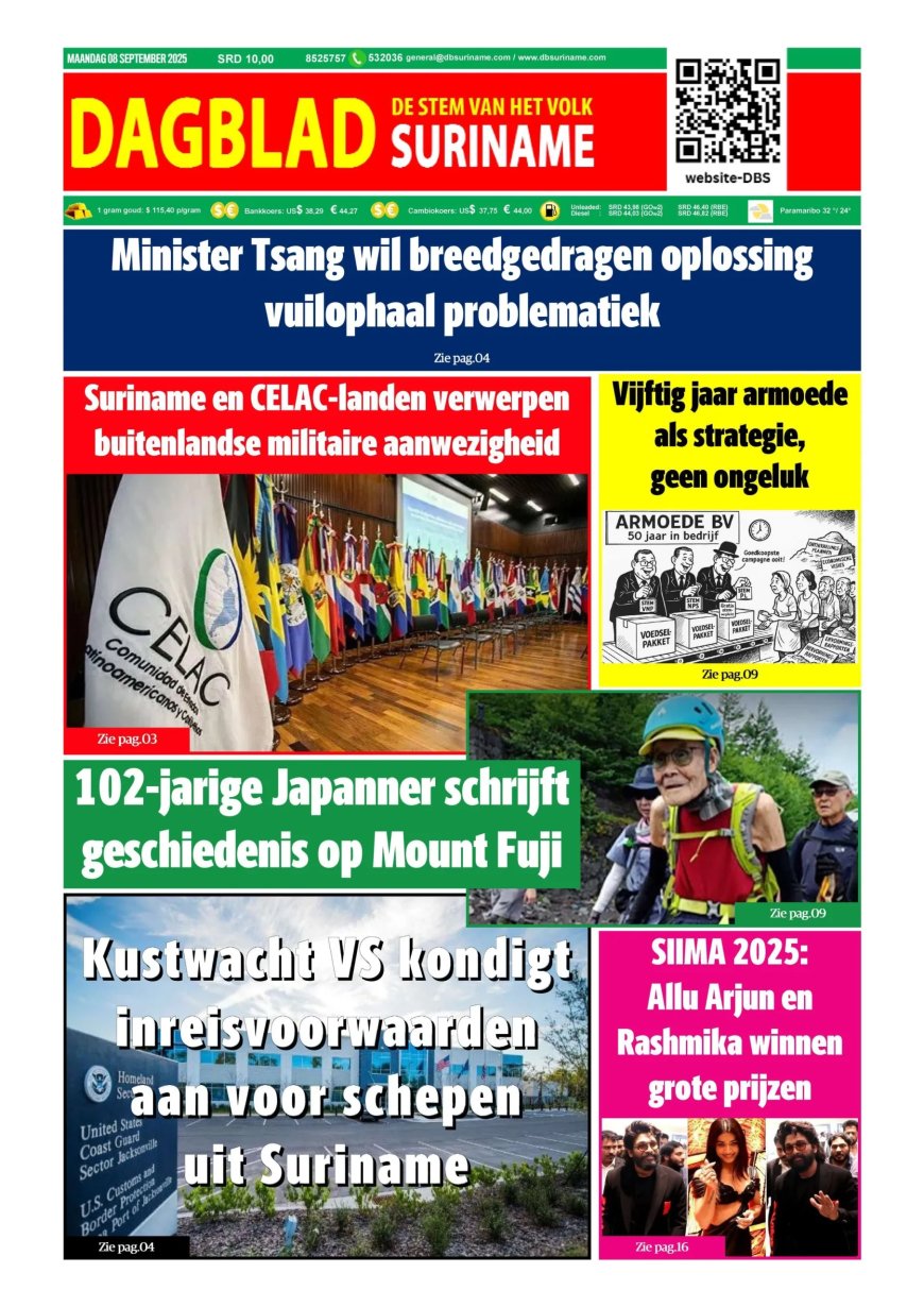 Dagblad Suriname, maandag 8 september 2025