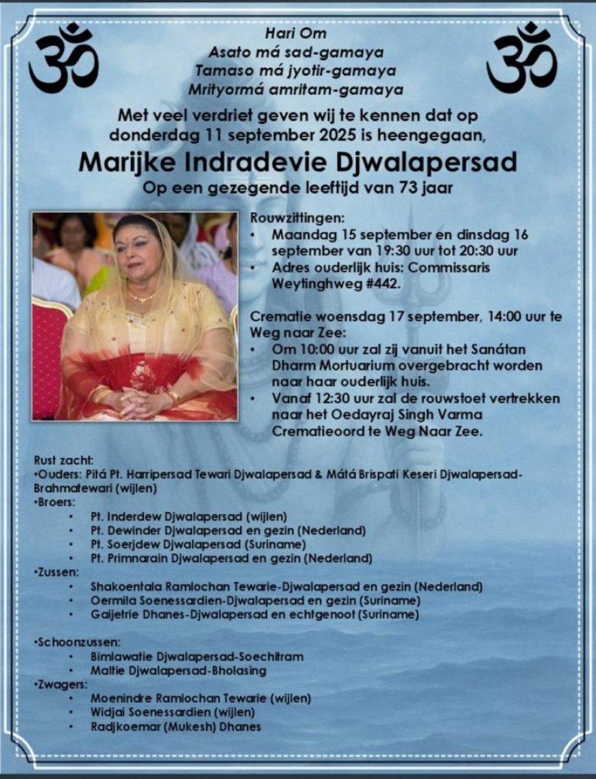 Randjietsing: Marijke Djwalapersad was toegewijd en betrokken