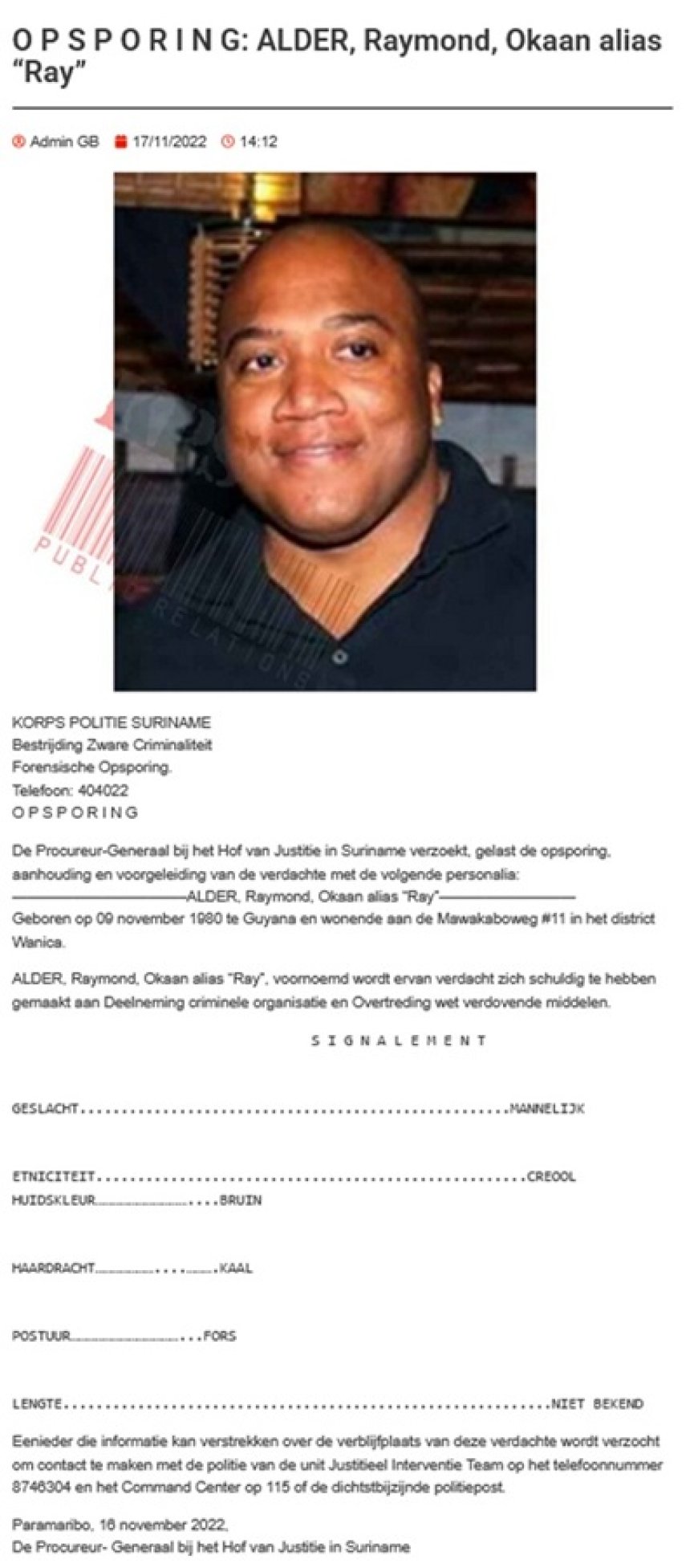 Guyanees Raymond Alder vraagt aandacht voor onterechte uitlevering aan Suriname