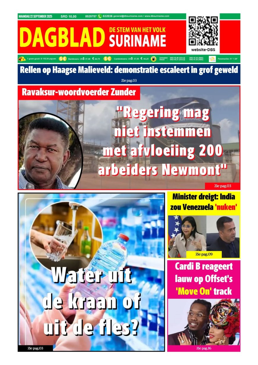 Dagblad Suriname, maandag 22 september 2025