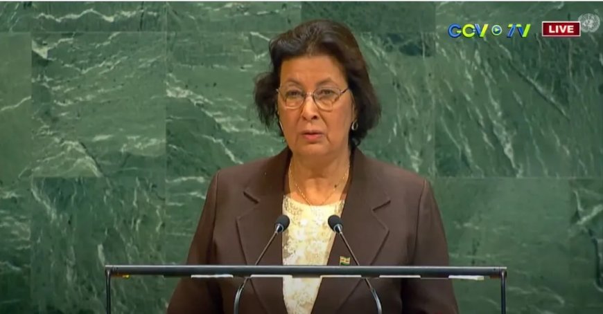 President Jennifer Geerlings-Simons voert woord in de VN