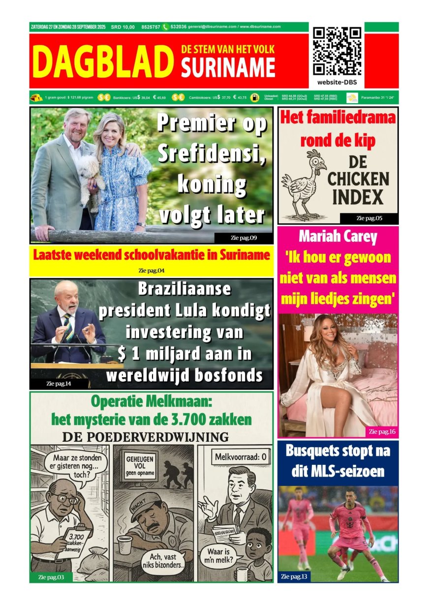 Dagblad Suriname, zaterdag 27 september 2025