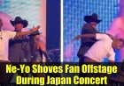 Ne-Yo duwt fan van het podium tijdens concert in Japan
