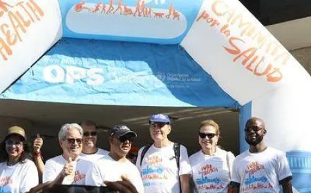 Minister Misiekaba loopt mee met PAHO Walk for Health