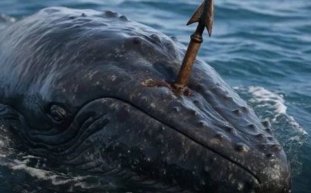 Walvis overleeft meer dan een eeuw met harpoen