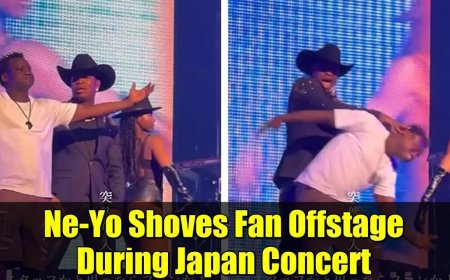Ne-Yo duwt fan van het podium tijdens concert in Japan