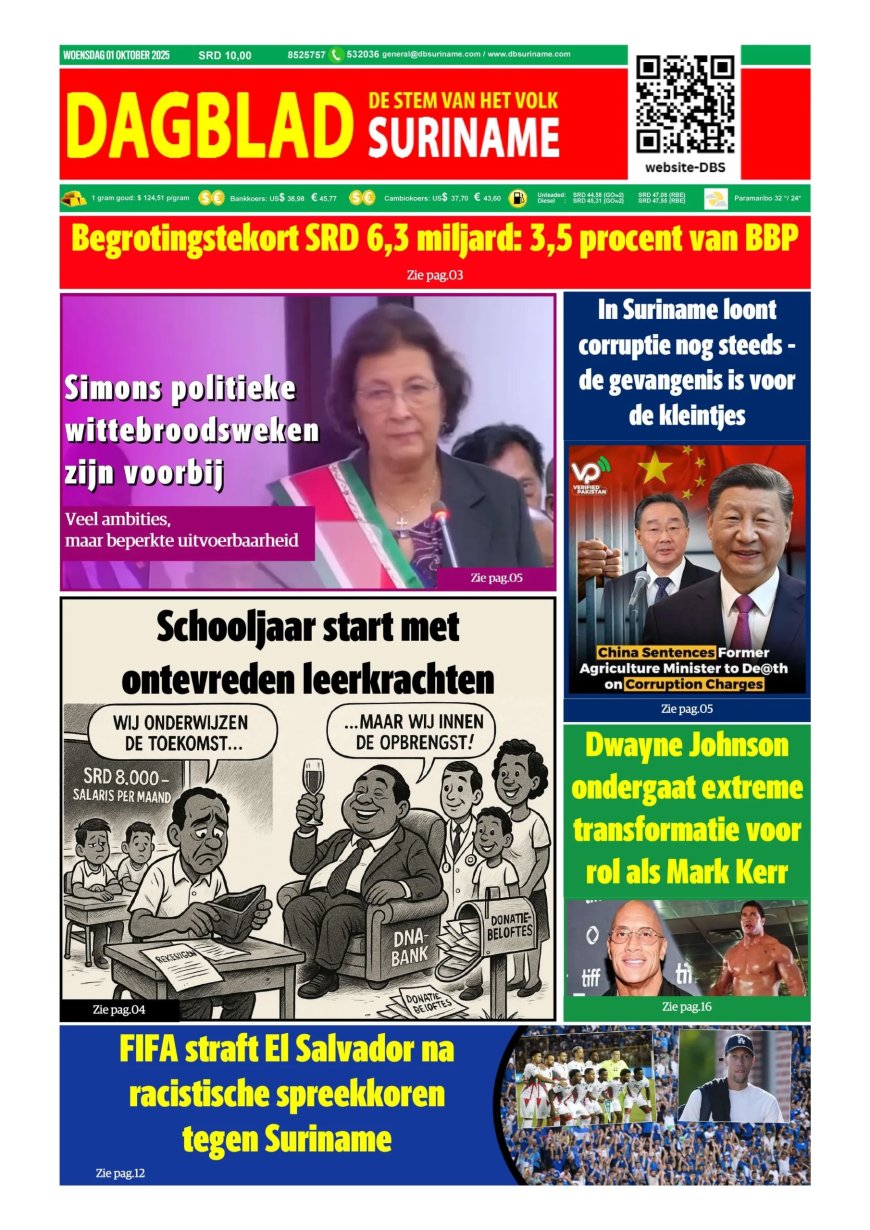 Dagblad Suriname, woensdag 1 oktober 2025