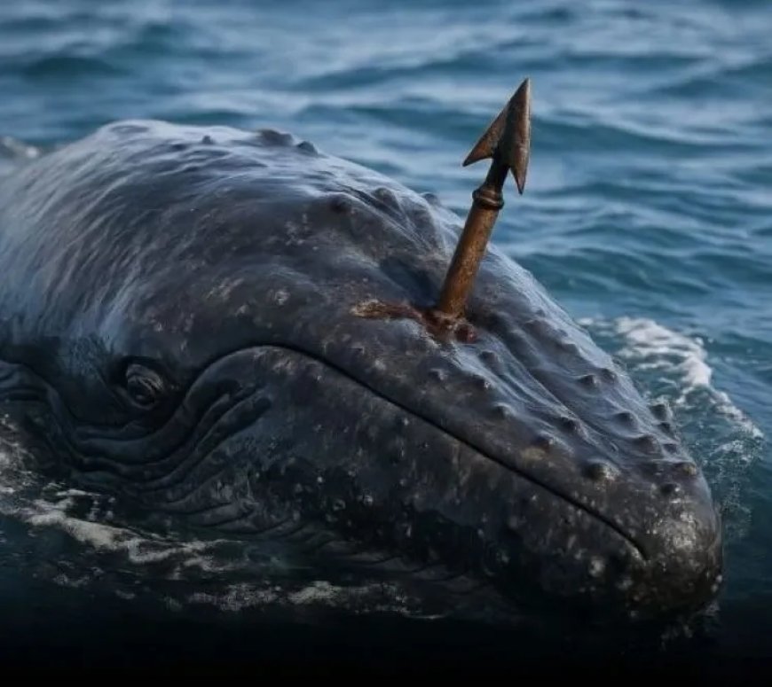Walvis overleeft meer dan een eeuw met harpoen