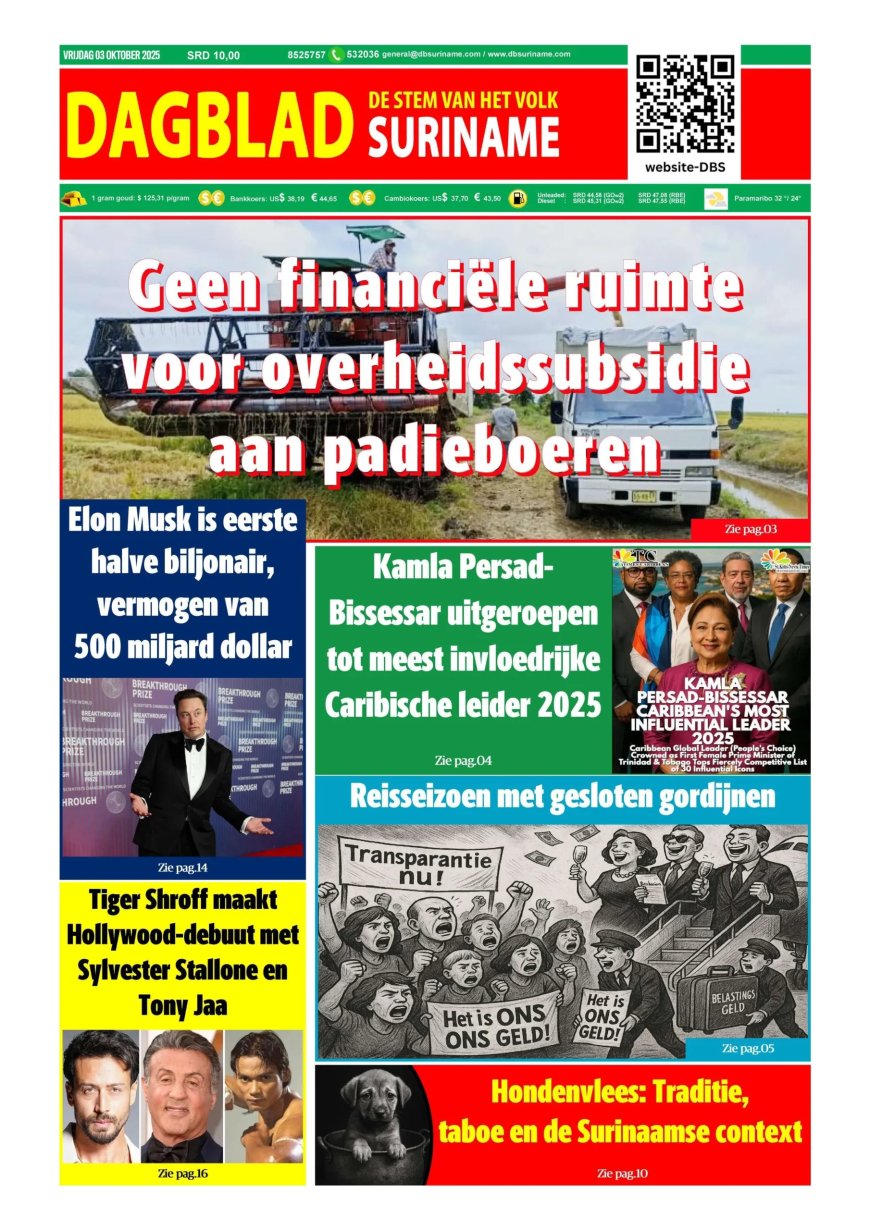 Dagblad Suriname, vrijdag 3 oktober 2025