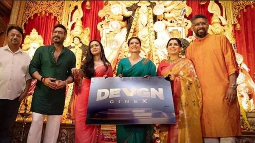 Ajay Devgn en Kajol lanceren Devgn Cinex tijdens Durga Puja-viering