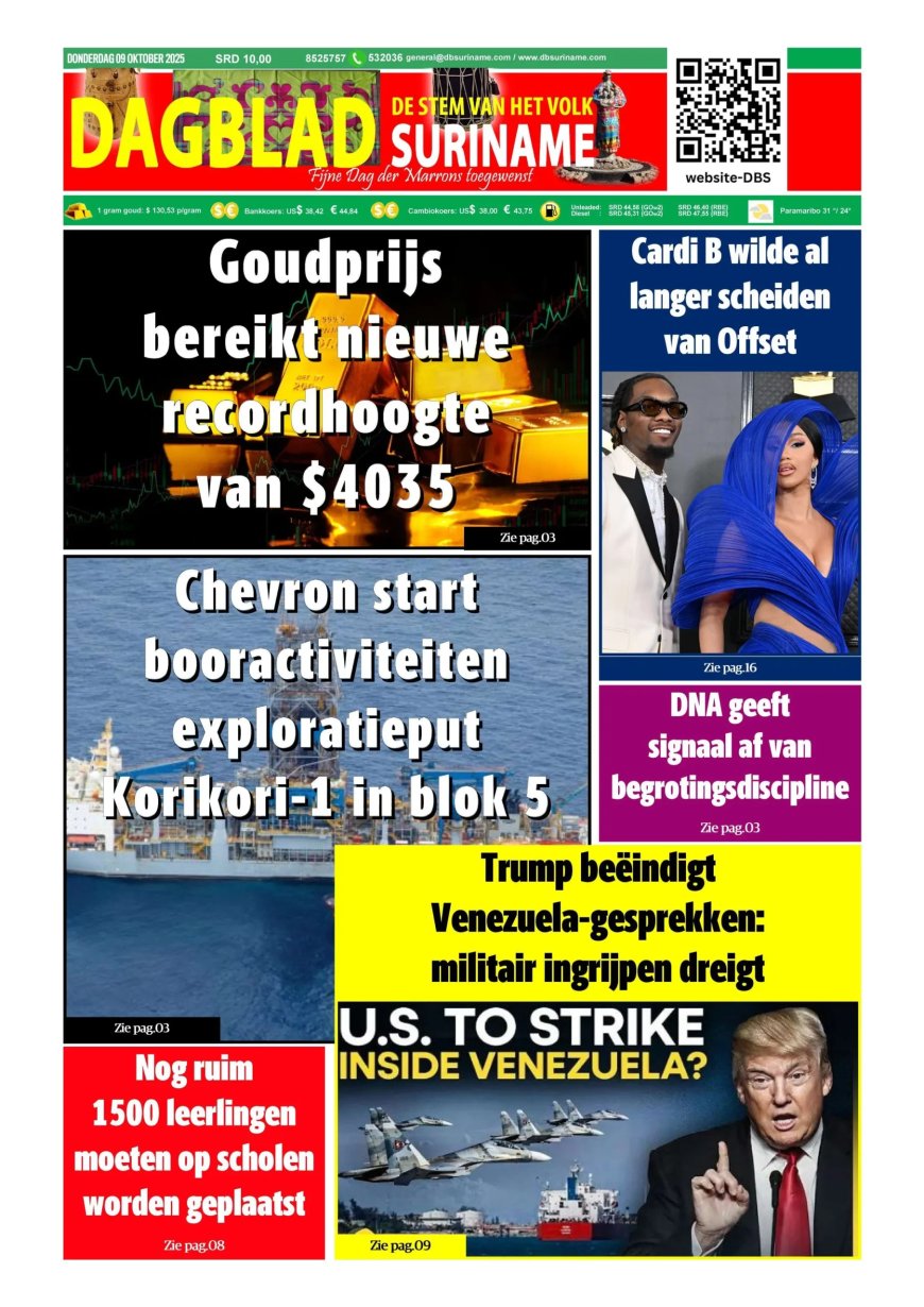 Dagblad Suriname, donderdag 9 oktober 2025
