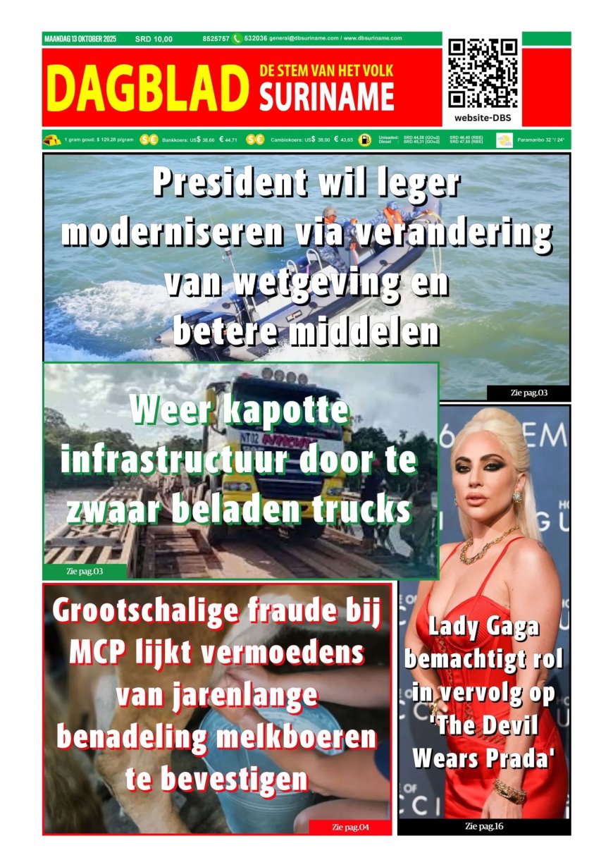 Dagblad Suriname, maandag 13 oktober 2025