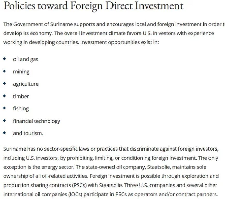 VS: Surinaams investeringsklimaat verbetert; hervormingen en olieproject stuwen vertrouwen