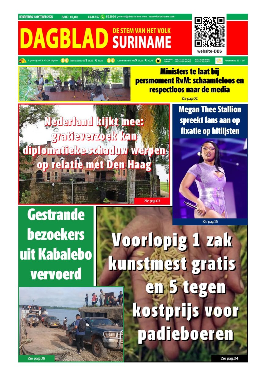 Dagblad Surinane, donderdag 16 oktober 2025