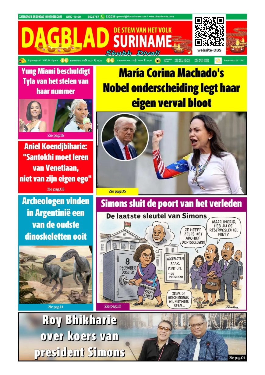 Dagblad Suriname, zaterdag 18 oktober 2025