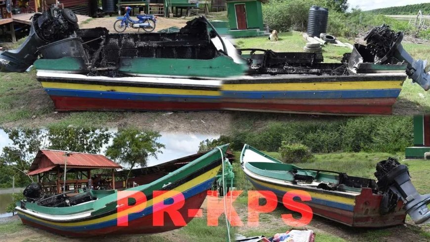 Houten boot vliegt in brand op Corantijnrivier – Twee opvarenden lopen brandwonden op