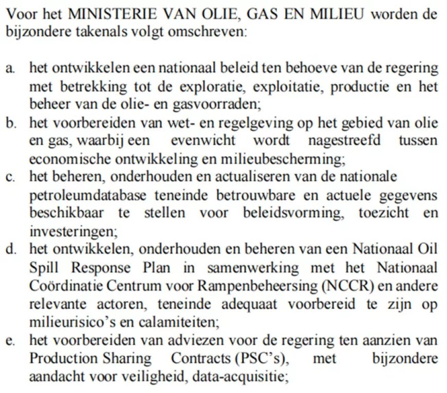 Staatsolie valt onder nieuw ministerie van Olie, Gas en Milieu
