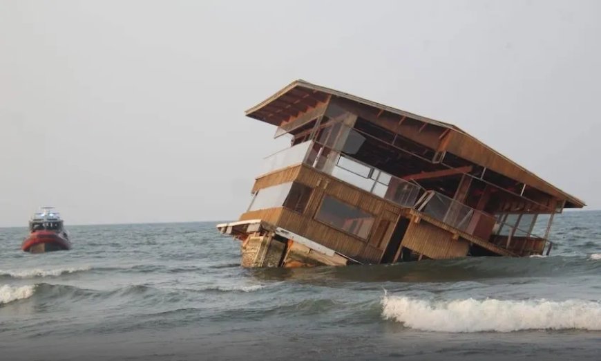 Restaurant in Mexico meegesleurd in zee tijdens overstromingen en komt 570 km verderop aan la
