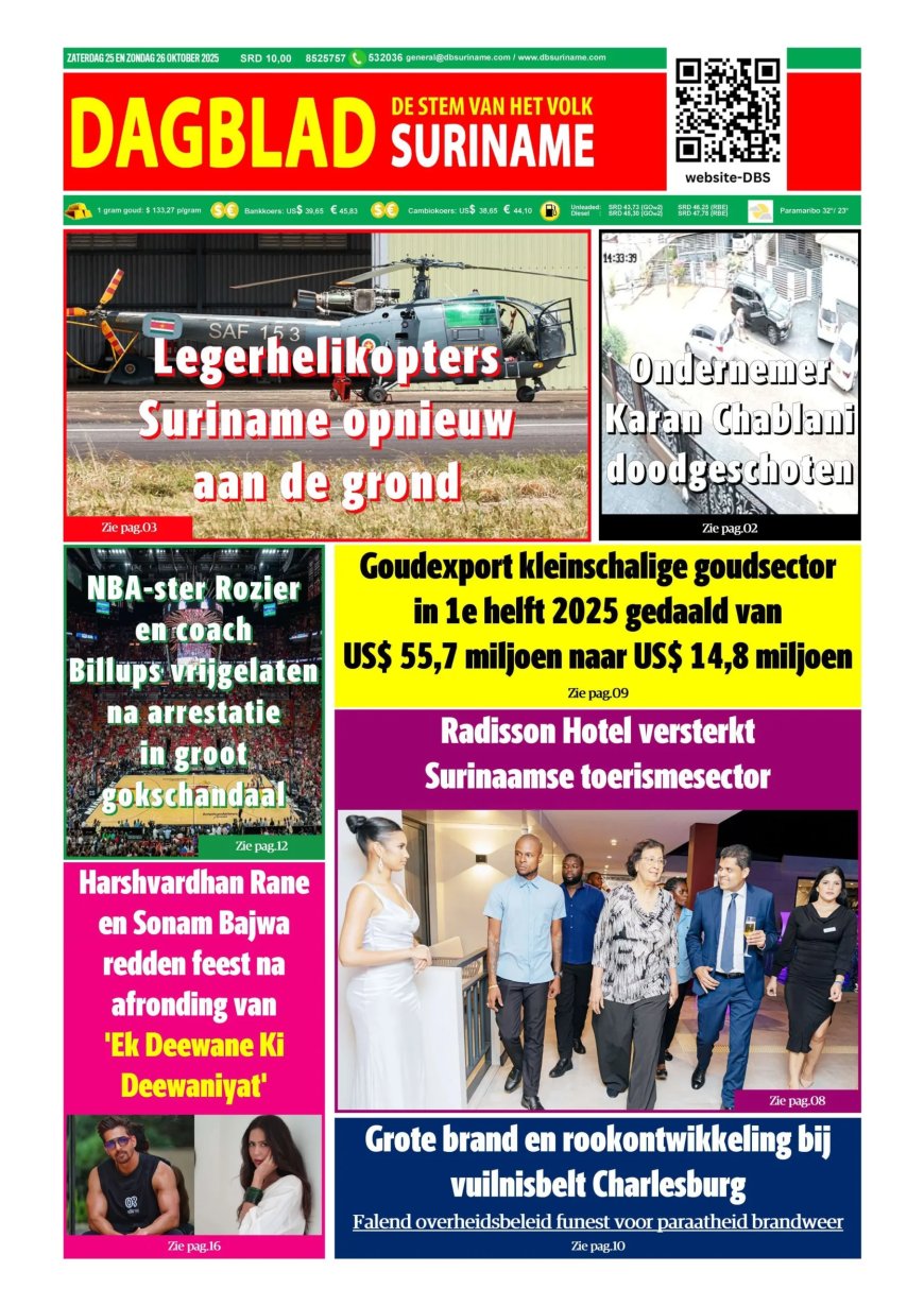 Dagblad Suriname, zaterdag 25 oktober 2025