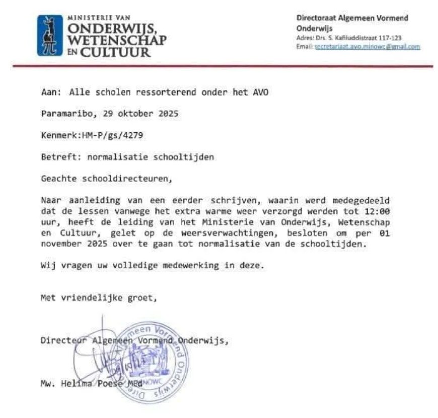 Scholen hervatten normale lestijden per 1 november