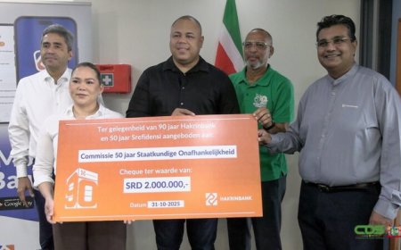 Jarige Hakrinbank draagt SRD 2 miljoen bij voor viering 50 jaar Srefidensi