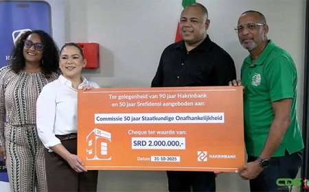 Hakrinbank schenkt SRD 2 miljoen aan Srefidensi-commissie