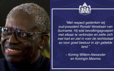 Nederlands koningspaar eert oud-president Ronald Venetiaan