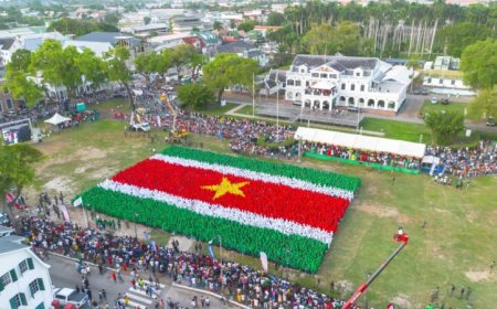 Scholieren vormen grote mensenvlag op Onafhankelijkheidsplein