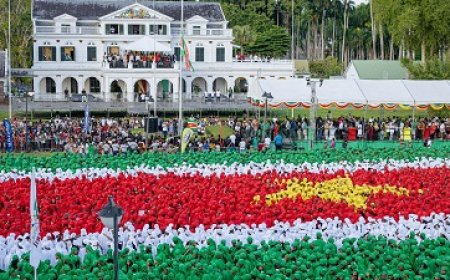 Duizenden jongeren vormen Surinaamse vlag bij succesvolle gymnaestrade