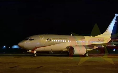 Delegatie koning Willem-Alexander aangekomen te Zanderij