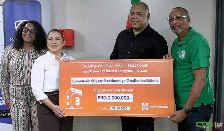 Hakrinbank schenkt SRD 2 miljoen aan Srefidensi-commissie