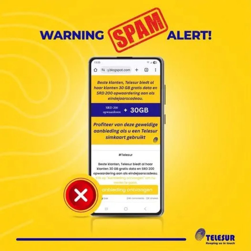 Telesur waarschuwt voor spam bericht over beltegoed en data