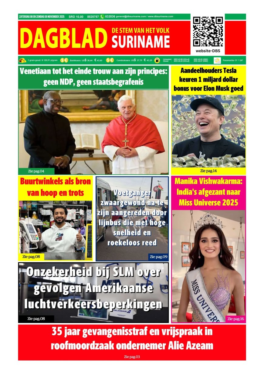 Dagblad Suriname, zaterdag 8 november 2025