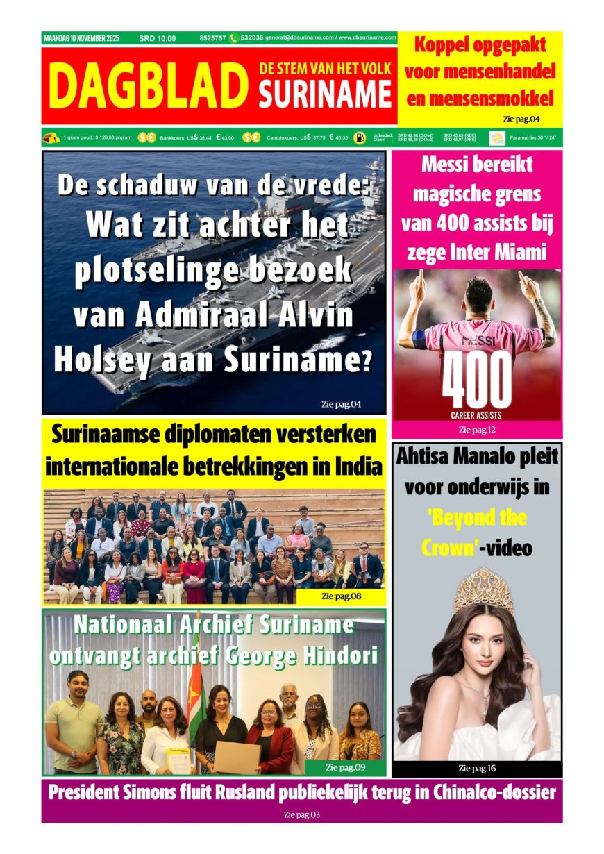 Dagblad Suriname, maandag 10 november 2025
