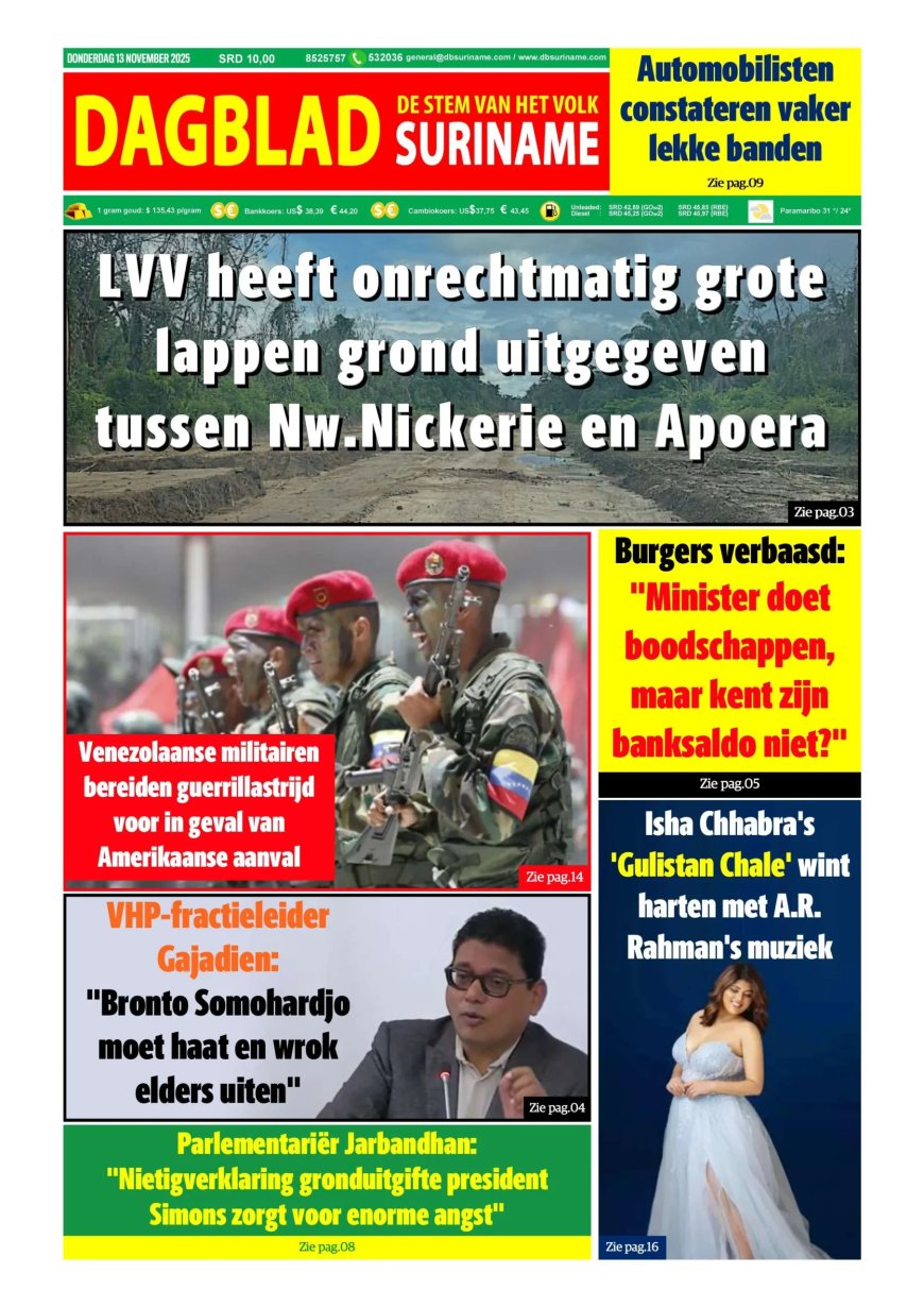 Dagblad Suriname, donderdag 13 november 2025