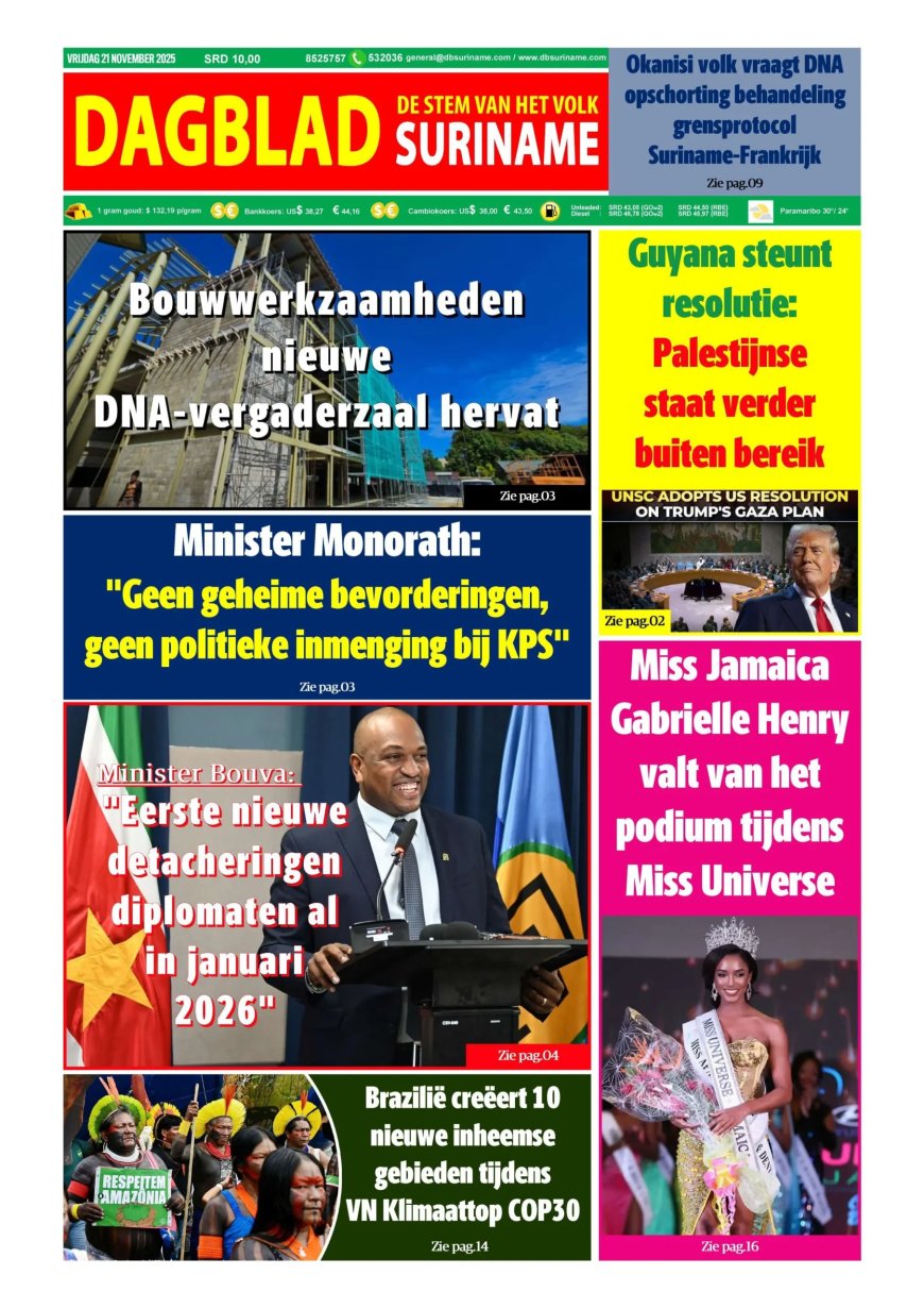 Dagblad Suriname, vrijdag 21 november 2025
