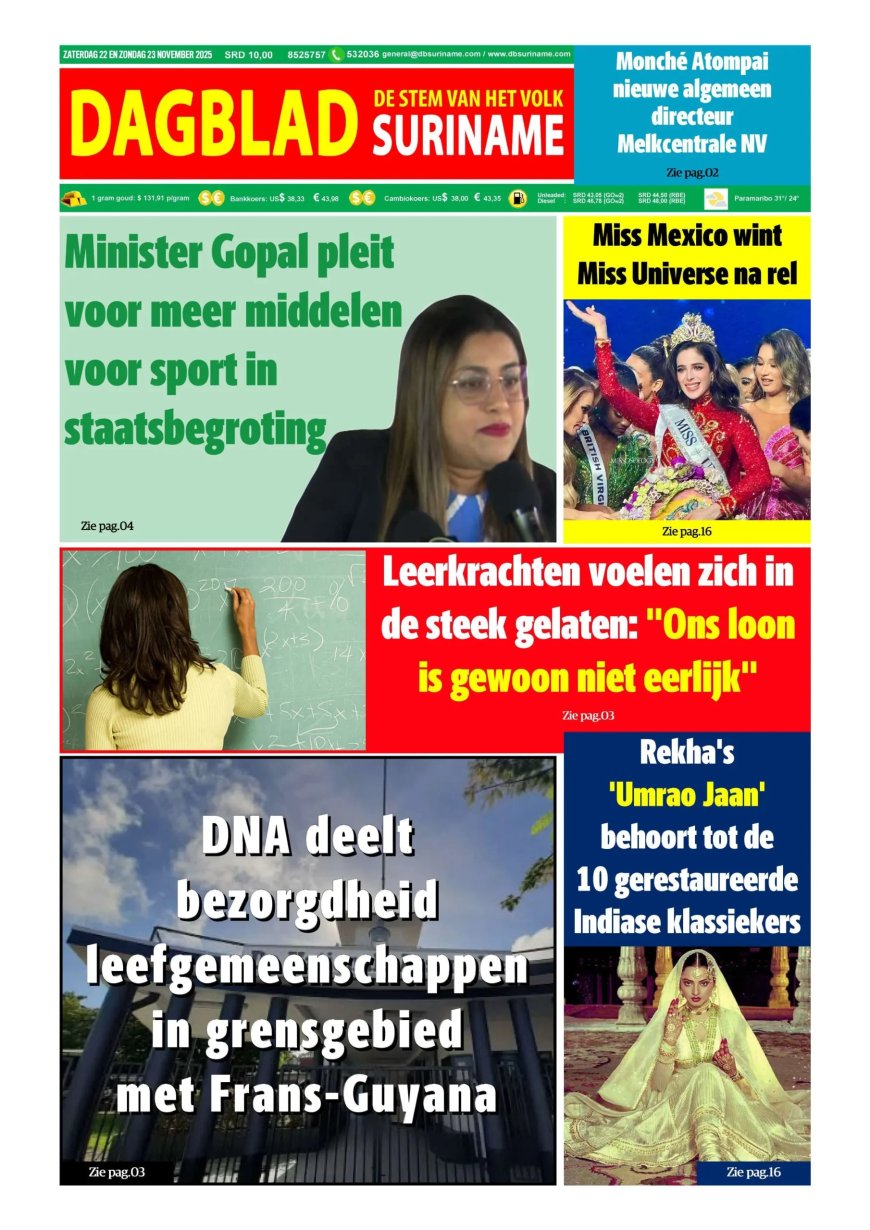 Dagblad Suriname, zaterdag 22 november 2025