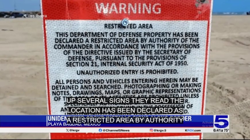 Waarschuwingsborden op Mexicaans strand verklaren gebied door VS verboden