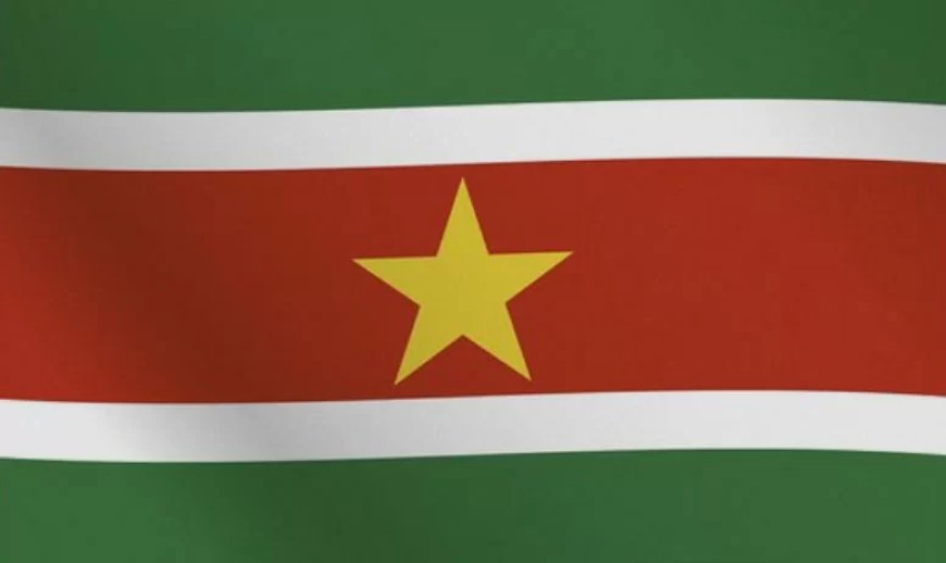 Vijftig jaar Suriname, vijfpuntige ster in vlag, vijf letters NATIO