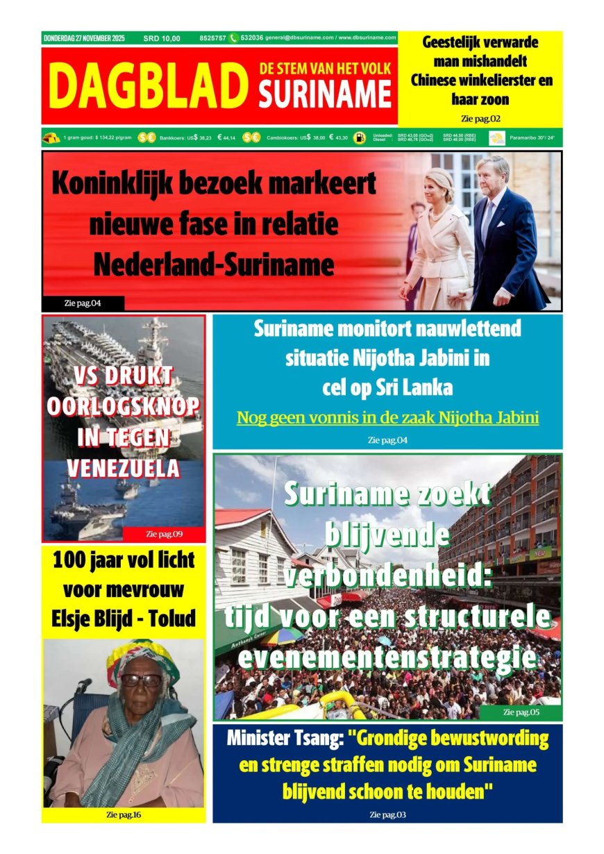 Dagblad Suriname, donderdag 27 november 2025