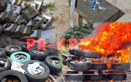 Drugsverbranding door Narcoticabrigade te Kraka