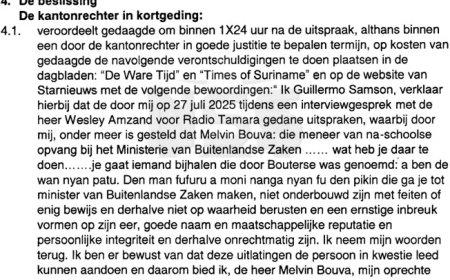 Rechter dwingt Guillermo Samson tot correctie en excuses aan Bouva