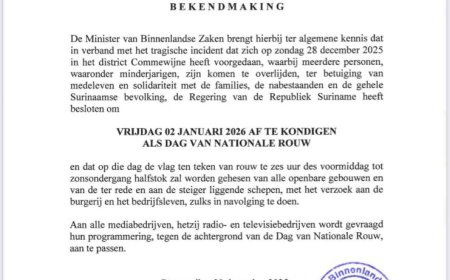 Vrijdag 2 januari 2026 dag van nationale rouw