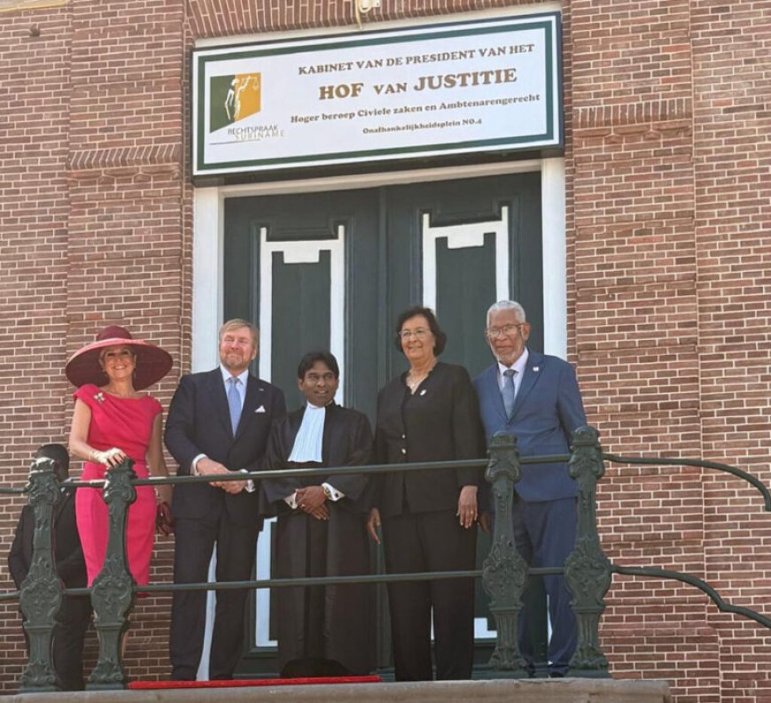 Koningspaar bezoekt Hof van Justitie tijdens staatsbezoek aan Suriname
