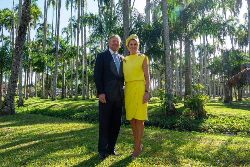 Koningspaar start tweede dag staatsbezoek tussen de majestueuze palmen van Paramaribo