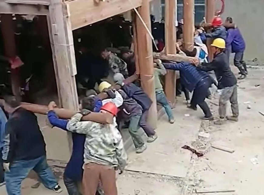 Chinese dorpelingen verplaatsen zes ton zwaar huis puur op mankracht