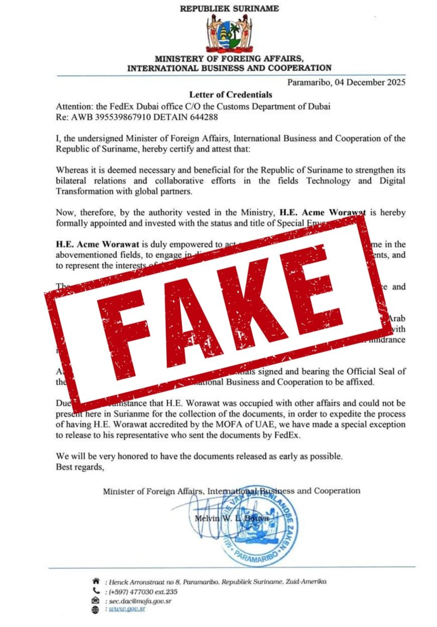 Vals documenten in omloop met briefhoofd en handtekening minister Bouva