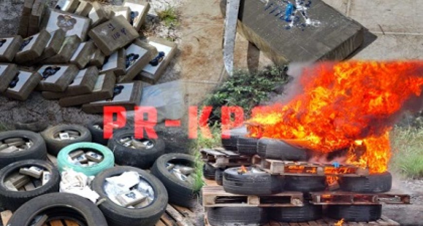 Drugsverbranding door Narcoticabrigade te Kraka